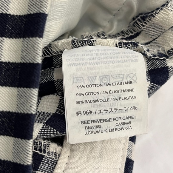J. Crew Martie Trouser Pants 14T Navy Gingham Stretch Crop Classic Preppy Career - Picture 9 of 12